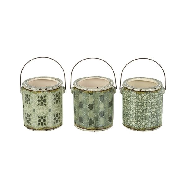 GREY WHITE DOLOMITE POT WITH HANDLE 	FDT054