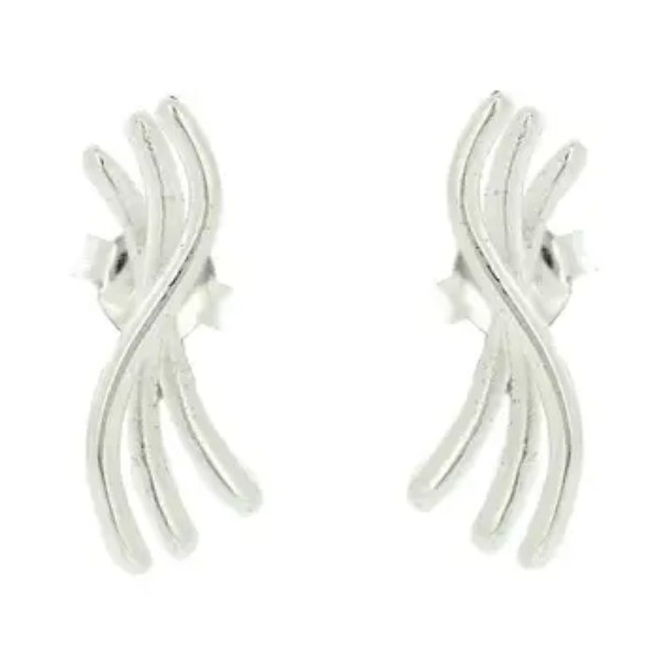 Silver Currents Stud Earrings