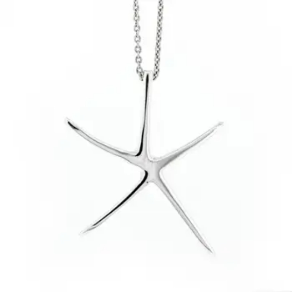 Silver Starfish Pendant with 18" Trace Chain