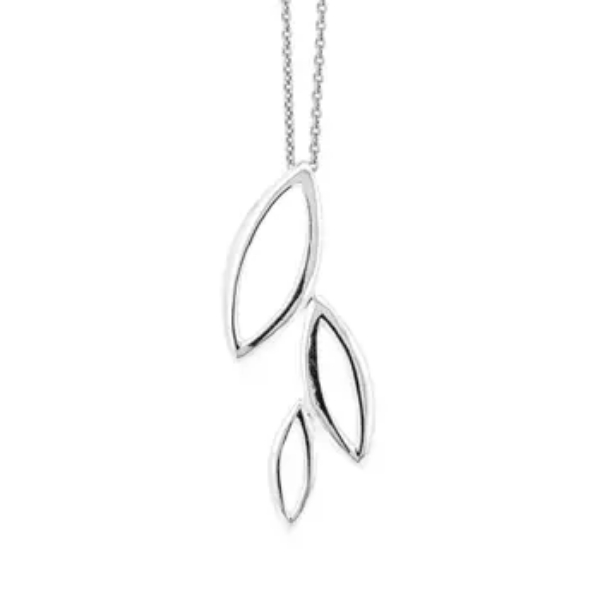 Silver Trio Leaves Pendant with 18" Trace Chain