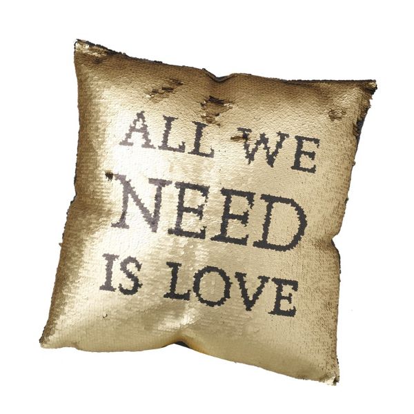 ALL WE NEED IS LOVE GOLD CUSHION WDD052
