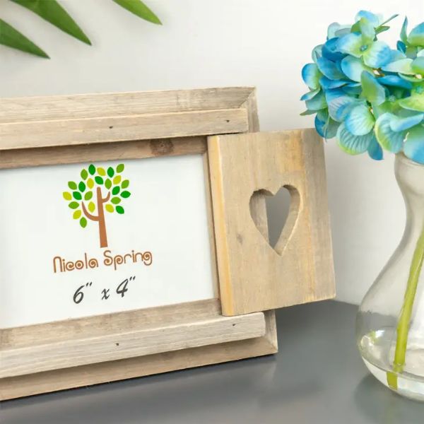 Nicola Spring Wooden Heart Shutter Picture Frame 6x4 - Image 3