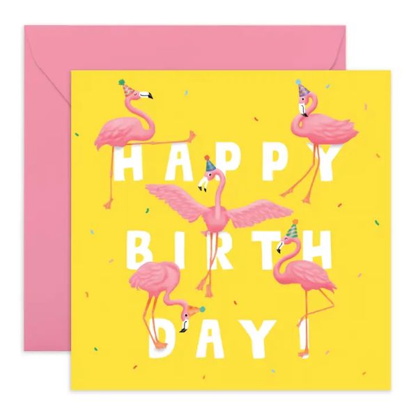 Flamingos Happy Birthday Card, Recyclable Card	CF410