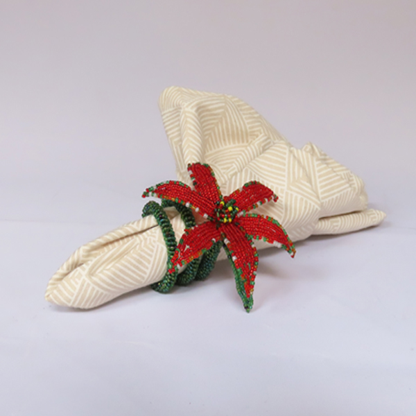 Beaded Napkin Ring Poinsettia