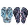 Ladies Floral Print Flip Flop With Glitter Strap