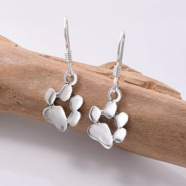 925 Silver Paw Drop Earrings E715