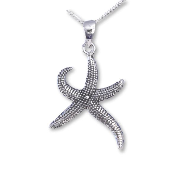 Silver oxidised starfish pendant P646