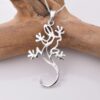 925 Sterling Silver Outline Gecko Pendant P924