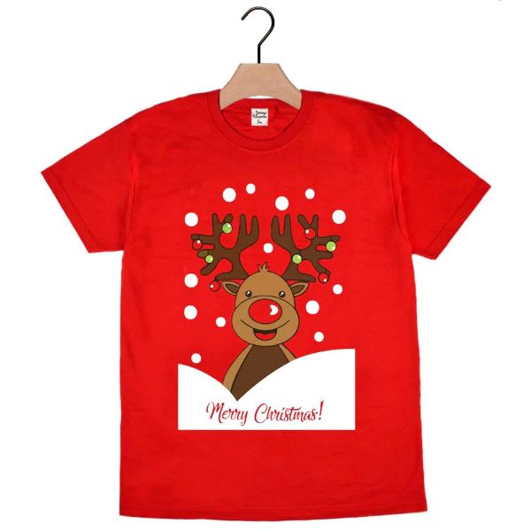 Christmas T-Shirt Rudolf Reindeer Red