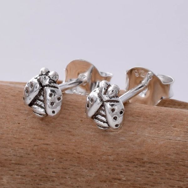 925 Silver Cute Bug Stud Earrings S732