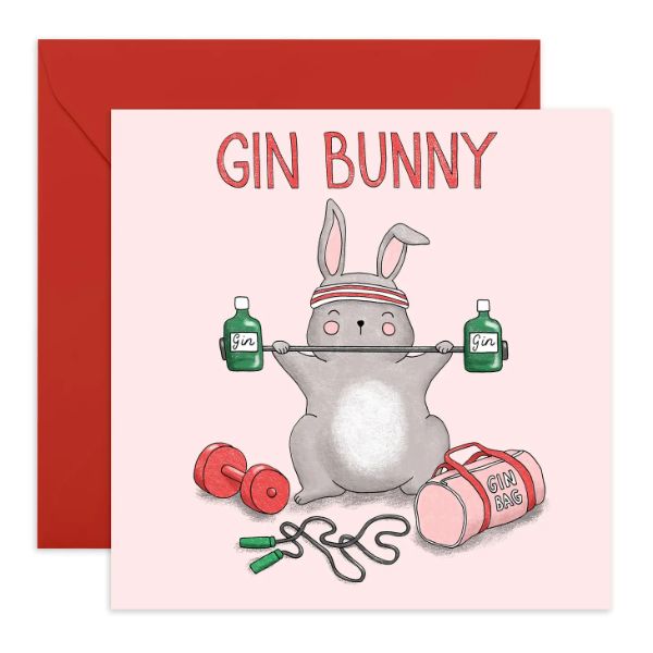 Gin Bunny Birthday Card CC461