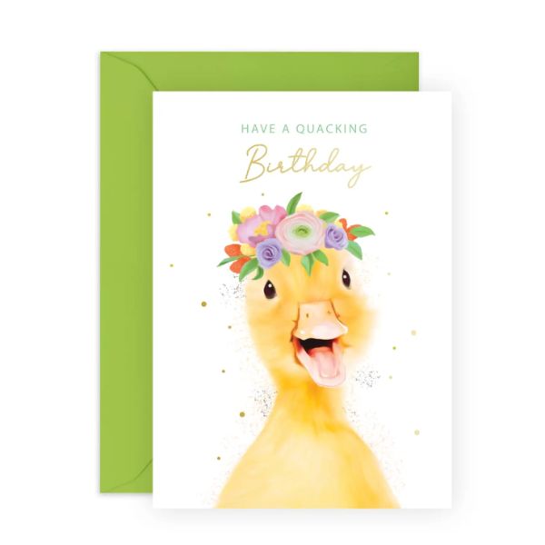 Floral Duck Birthday Card CF575