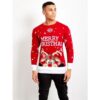 Red Mens Pom Reindeer Merry Christmas Jumper J1067MENS