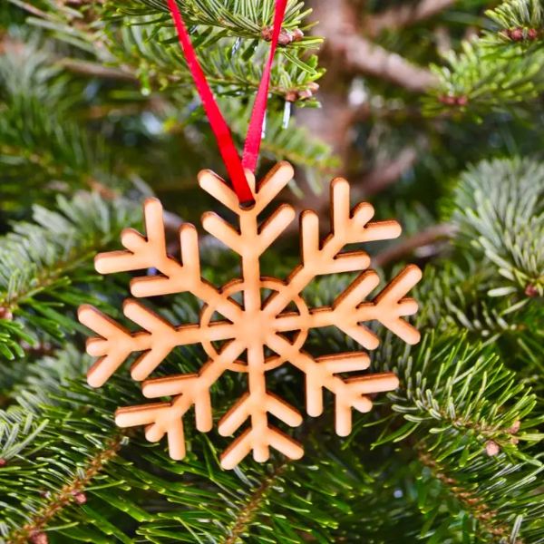 Wooden Christmas Tree Snowflake Decoration
