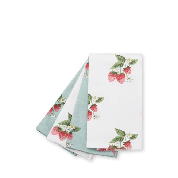 Napkins - Set Of 4 - Strawberries (Mix Pack White & Blue)