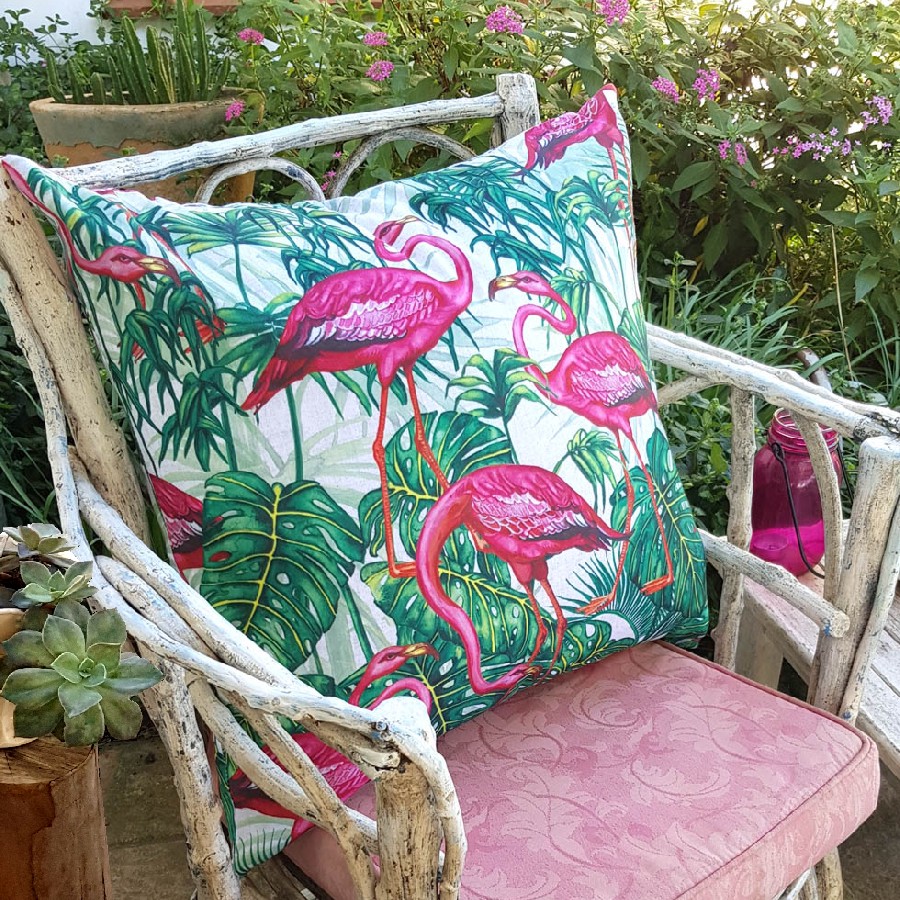 Vintage Flamingo Cushion Cover - Image 2