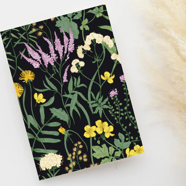 Greeting Card - Black Floral