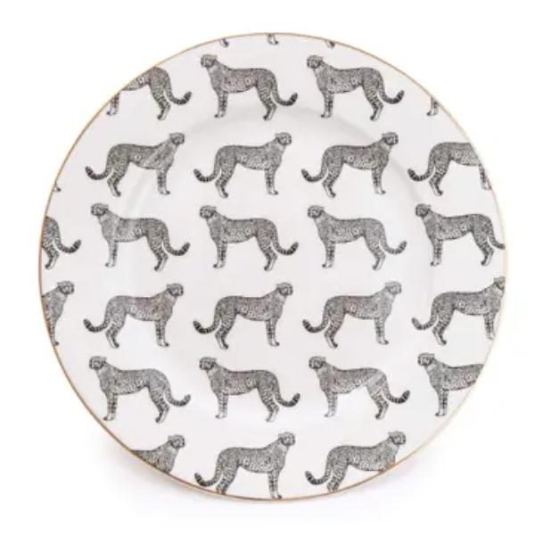 Animal Luxe Dinner Plate All Over Leopard Print Black