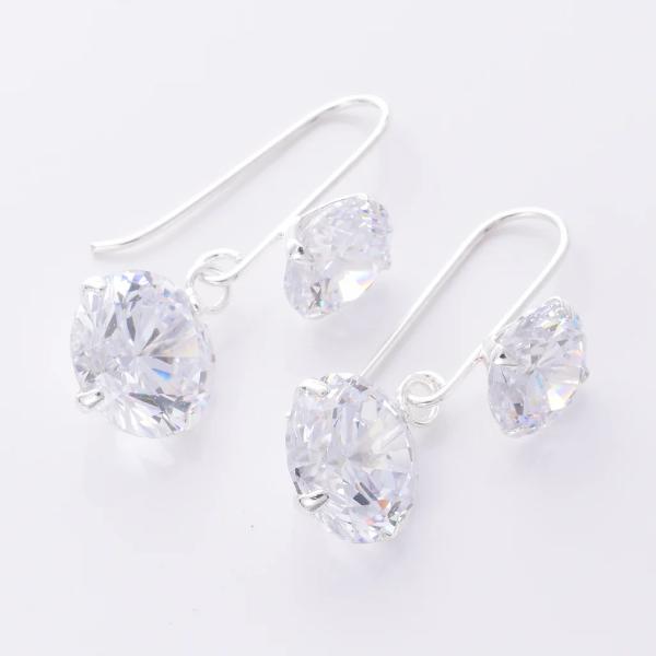 925 Silver and 10mm Cubic Zirconia Drop Earrings E745