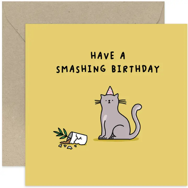 Smashing Birthday Cat Card
