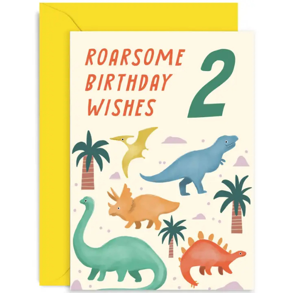 Dinosaur Party Birthday Card 2 Years