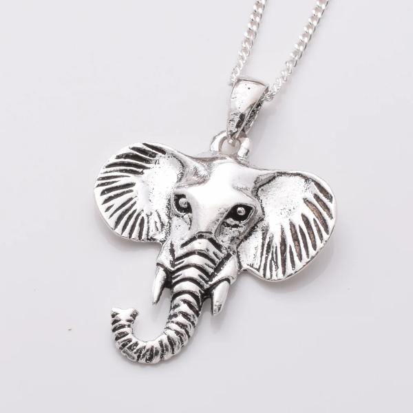 925 Silver Elephant Head Pendant P1053 - Image 2