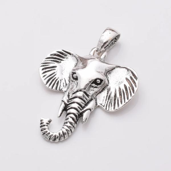 925 Silver Elephant Head Pendant P1053 - Image 3