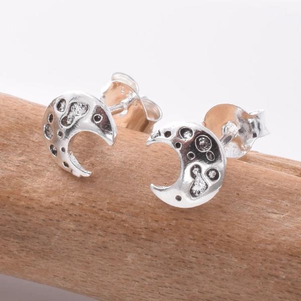 925 Silver Crescent Moon Stud Earrings S825
