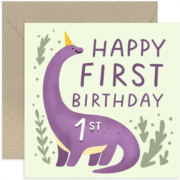 Purple Ages 1st Birthday Card