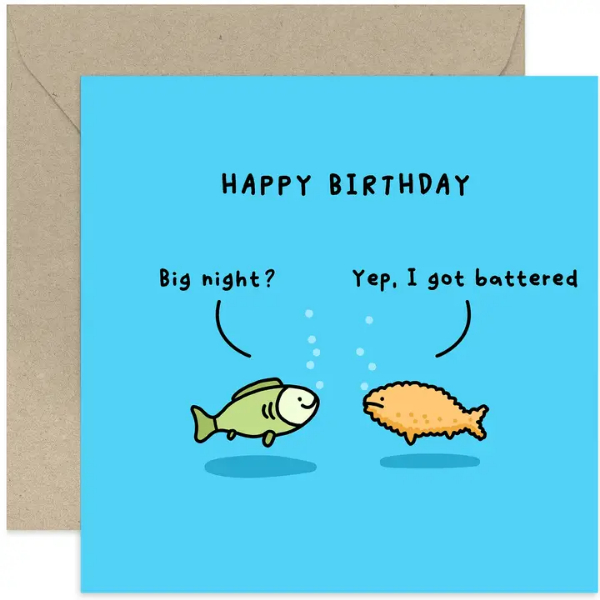 Happy Birthday Battered Fish Card