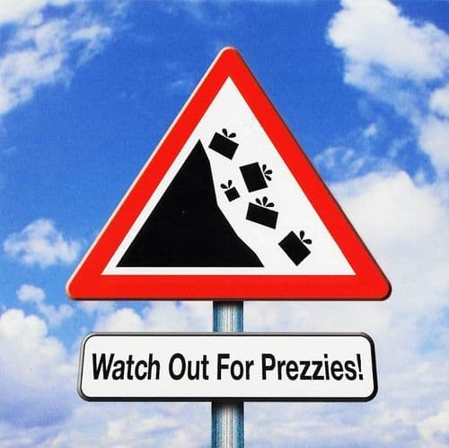 Happy Birthday Card - Watch out for falling prezz	TW563