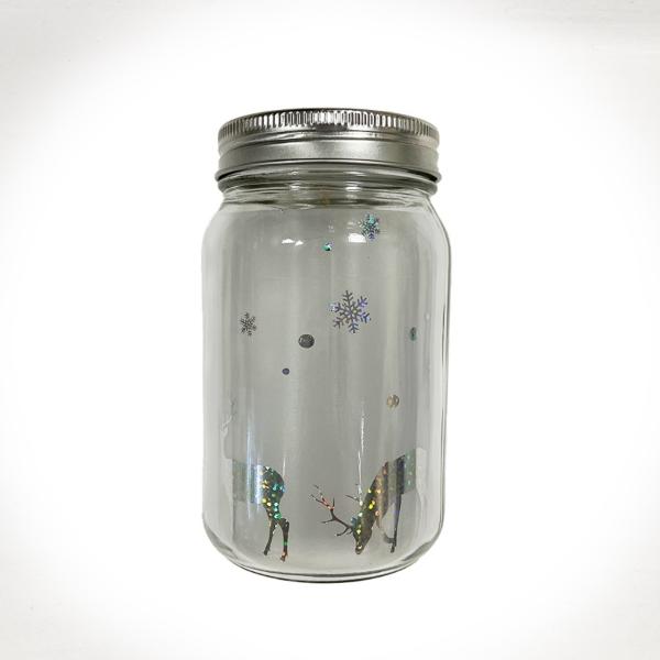 Frosted Glass Mason Jar Light Up, 13cm