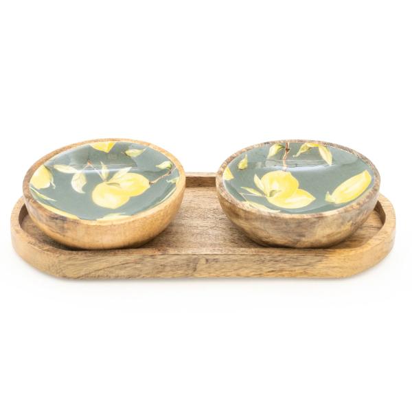 Set of 2 Small Mango Wood Dipping Bowls - Sicilian Orchard