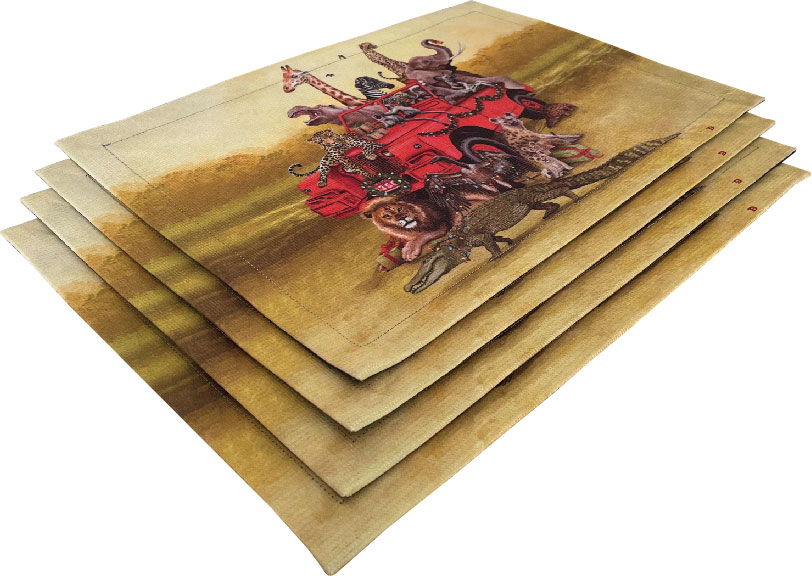 Safari Xmas: Laminated Place Mats Set of 4