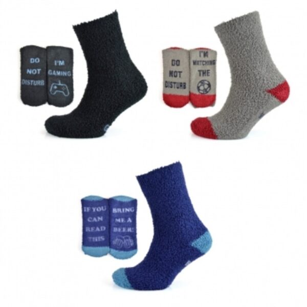 Mens Novelty Slogan Cosy Socks With Gripper