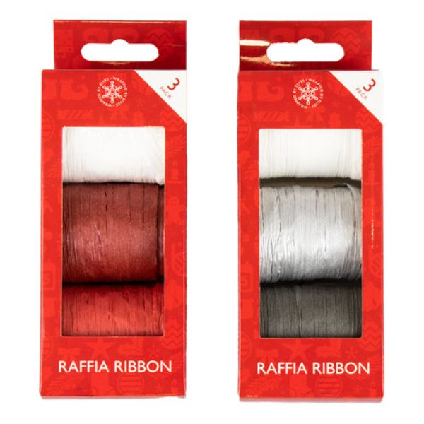 Raffia Christmas Ribbons 3 Pack - XMA5746