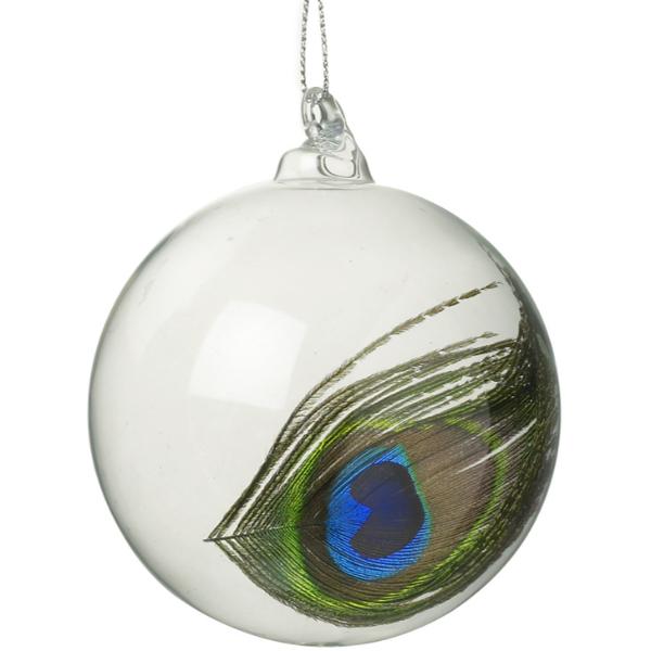 Clear Glass Peacock Feather Bauble