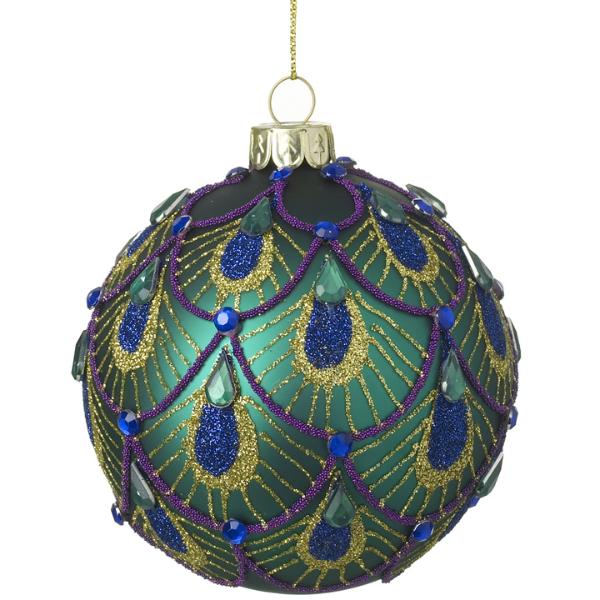 Peacock Pattern Glass Bauble