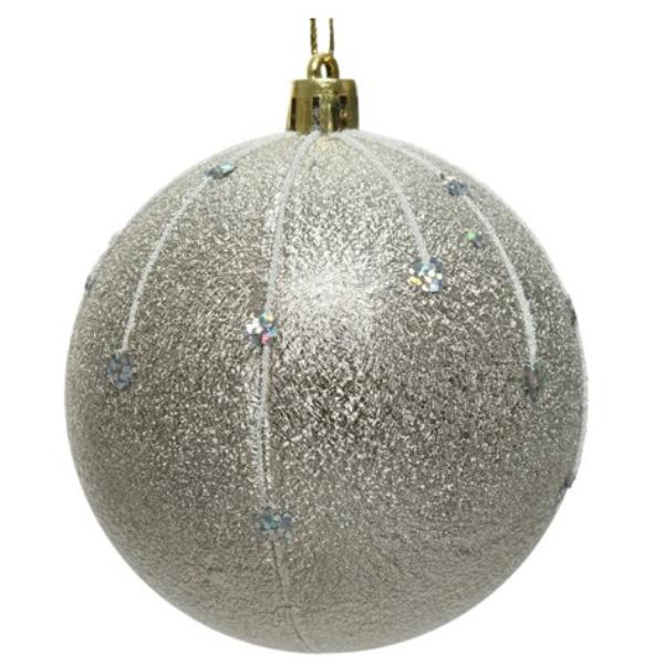 Silver Ice Bauble, 8cm