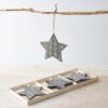 Box of 6 Grey Wooden Star Decorations