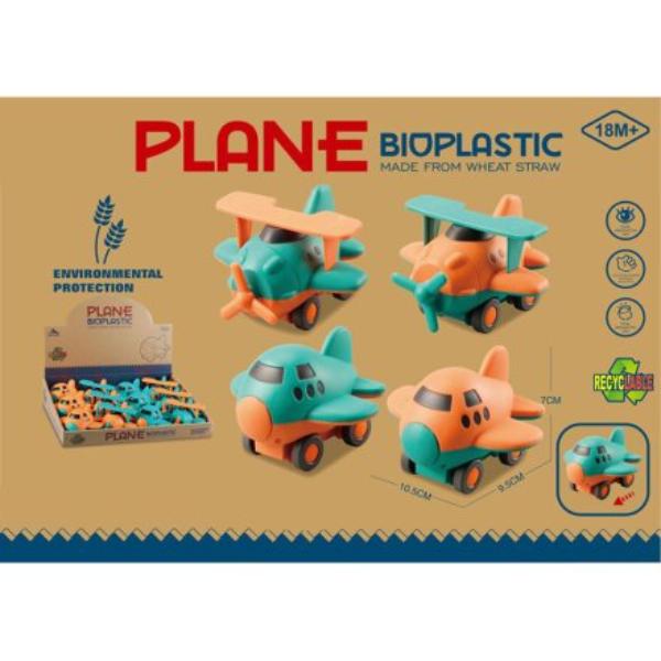 4/a Bioplastic Aeroplane Friction Push/Pull Action Toy, 10.5cm