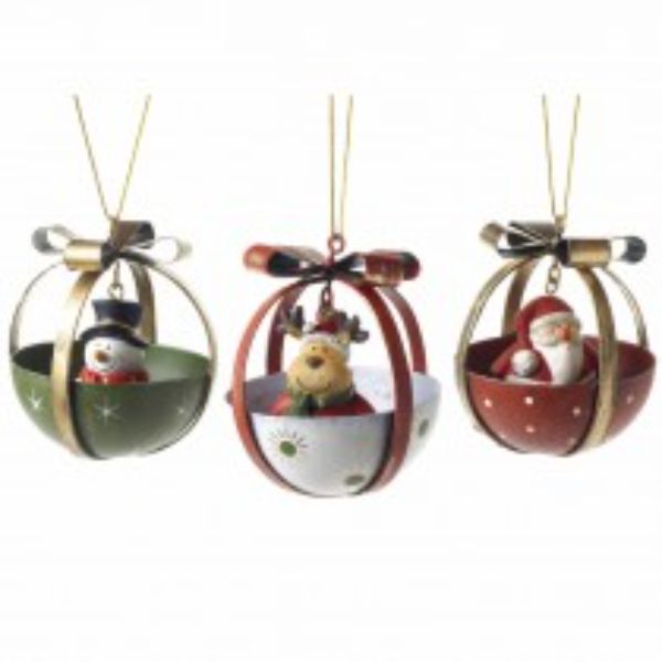 SANTA SNOWMAN & DEER MIX IN HALF BELLS CHB163