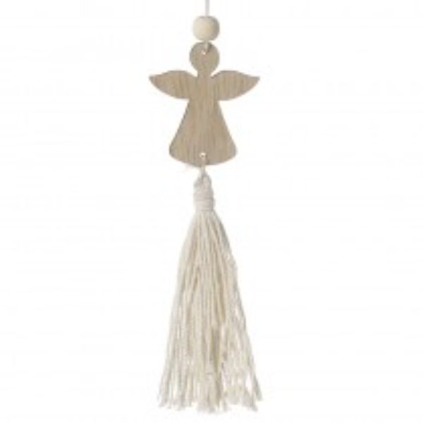 WOODEN ANGEL WITH TASSLE HANGER	CODD663A