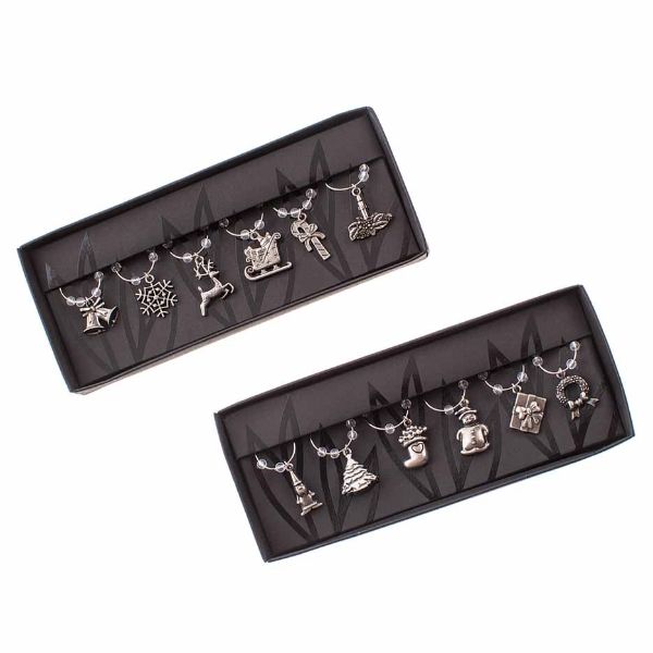 SILVER METAL CHRISTMAS WINE CHARMS	CWC002