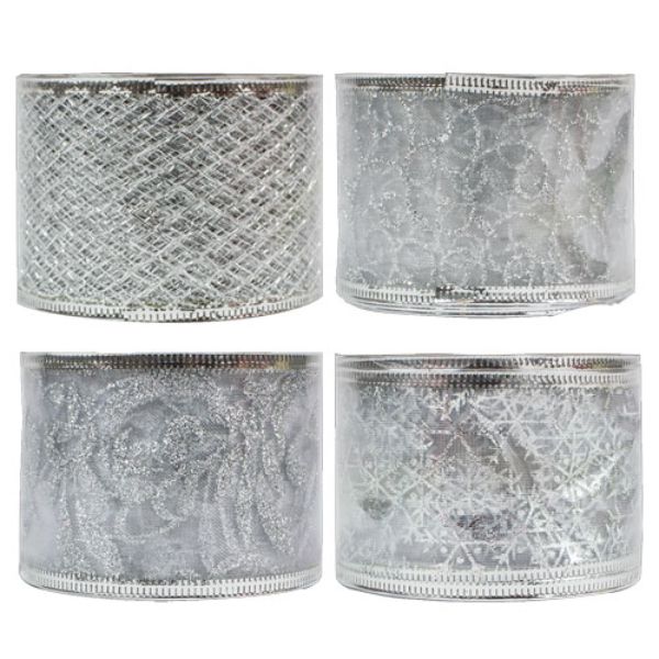 Christmas Silver Wired Ribbon - XMA1721