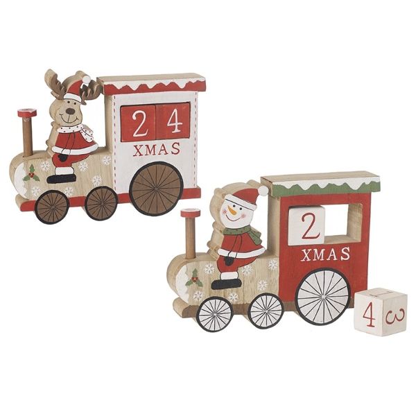WOODEN SANTA REINDEER ADVENT TRAIN MIX FFZ176
