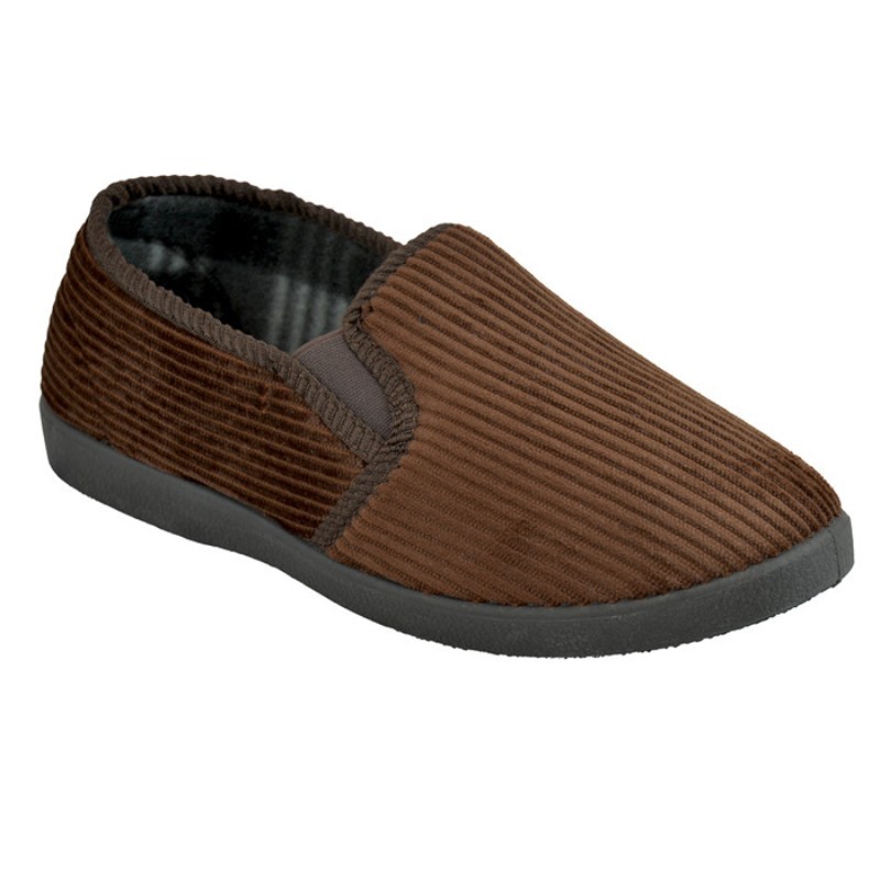 Mens plush cord full slipper