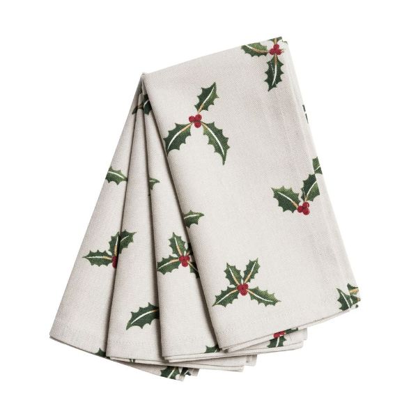 Napkins - Set Of 4 - Christmas Holly & Berry