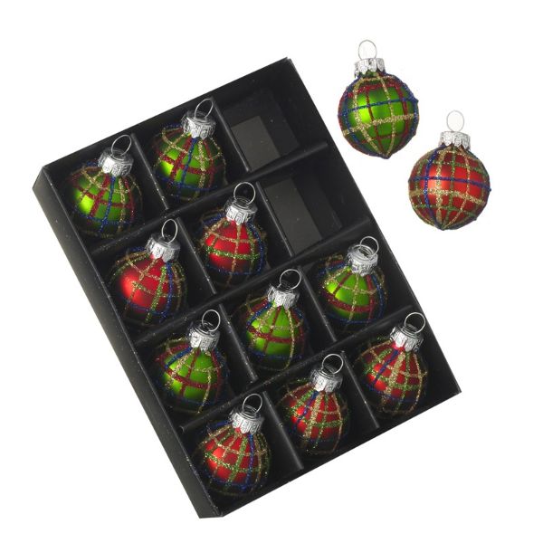 GLASS SMALL BAUBLES SET OF 12 JNJ080