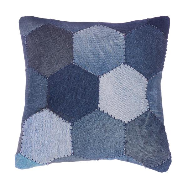 Denim Hexagon Patchwork Cushion CoverLEVI067